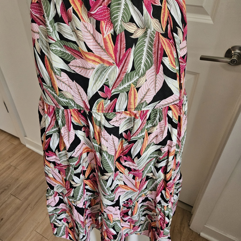 LOFT Vibrant Leaf Print Midi Skirt